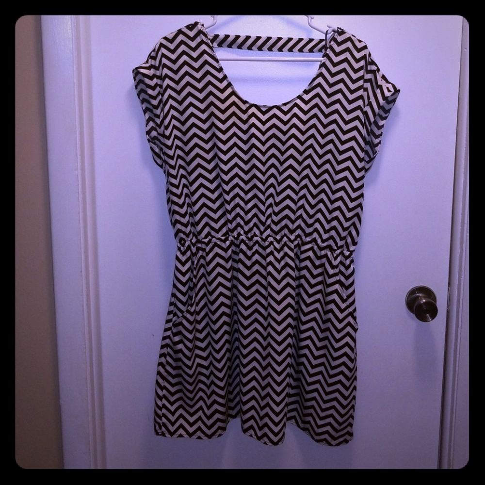 Black and cream Chevron dress